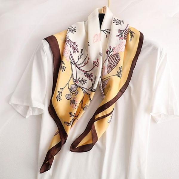 여성 실크 소재 캐주얼 패턴 봄 사각 스카프
