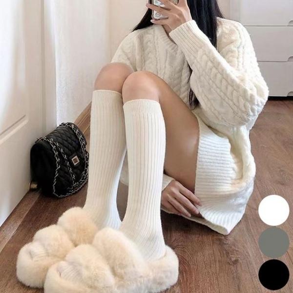 여성 골지 니삭스 면 타킹 긴 무릎양말