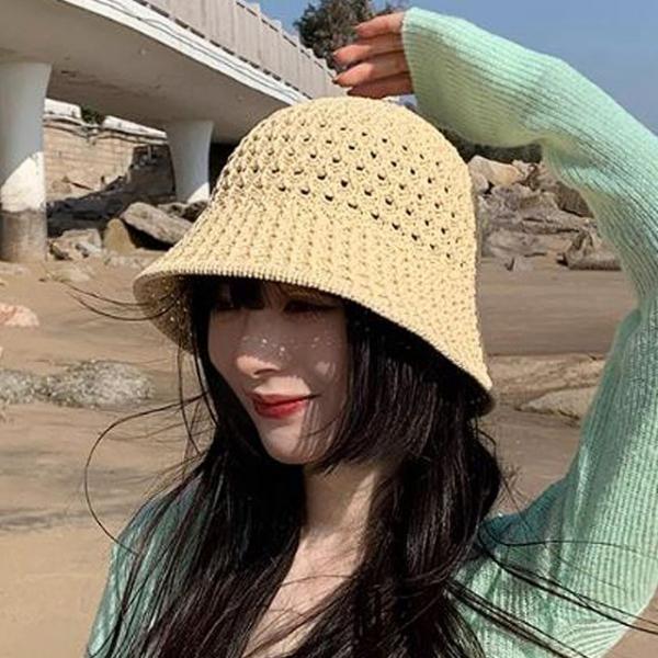 여성 라탄 밀짚 패션 버킷햇 벙거지지