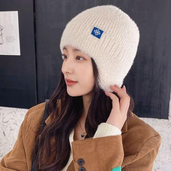 여성 겨울 모자 귀 커버 부드러운 소재 방한 비니