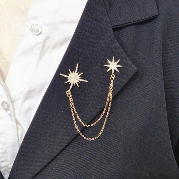 별체인 브로치 남자 무대의상 셔츠 정장 카라핀