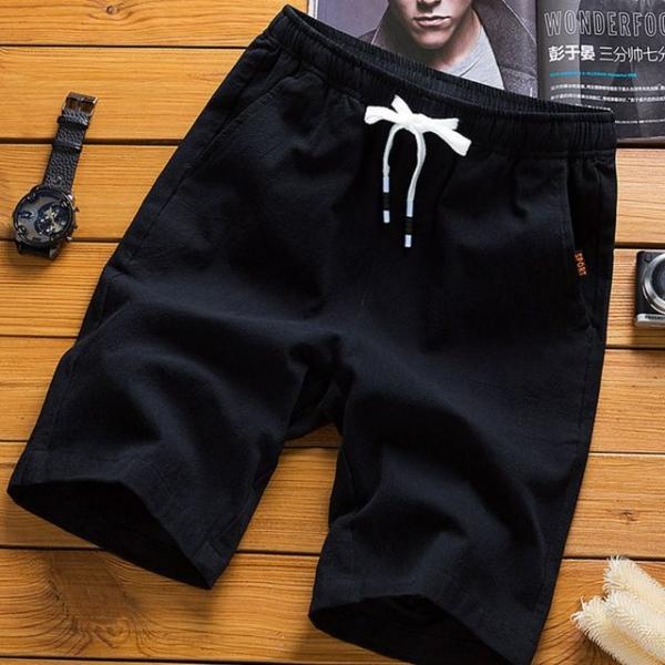 남자 반바지 여름 린넨 마 5부 밴딩 고무줄 쇼츠