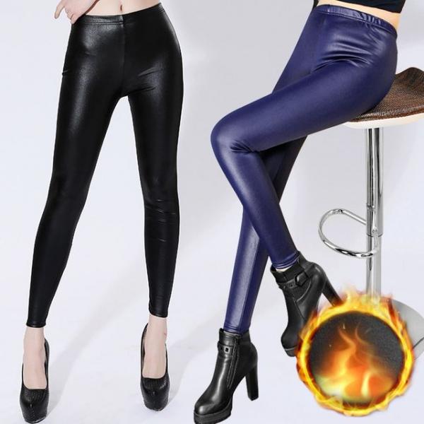 레더 기모 레깅스 여성 겨울 융털 쫄바지 팬츠