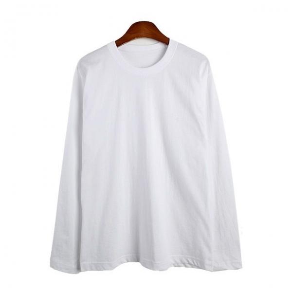 기본형 긴팔티-화이트 남성용 라운드 면티셔츠