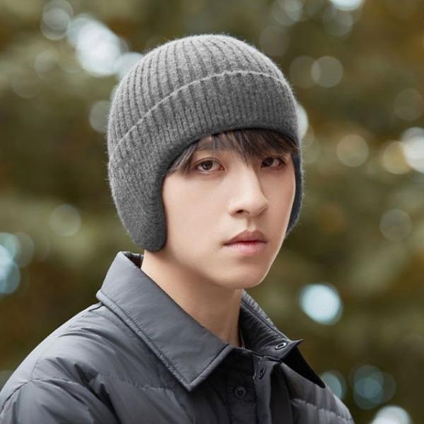 남성 귀도리 니트 털모자 겨울 방한 융털 안감 모자