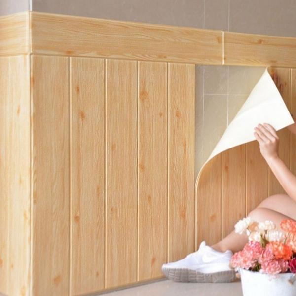 폼블럭 무늬목 시트지 붙이는 방한벽지 셀프 인테리어 리폼