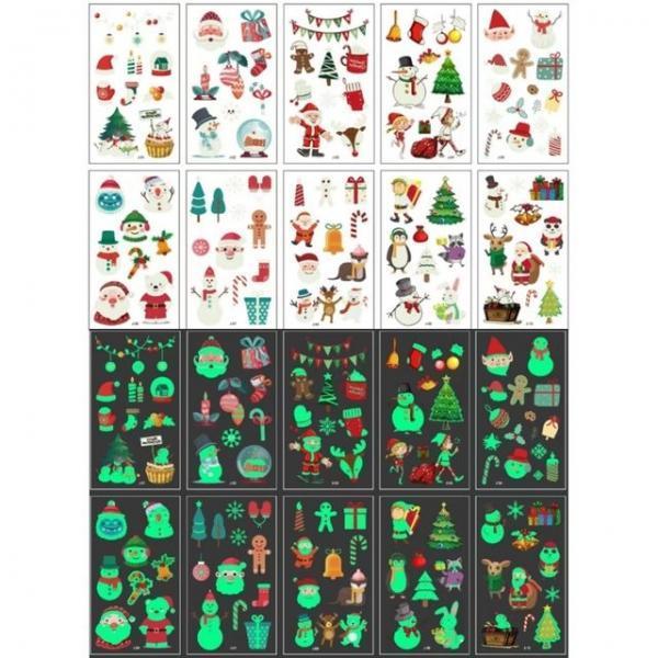 크리스마스 야광 타투스티커 20종 산타 파티 이벤트