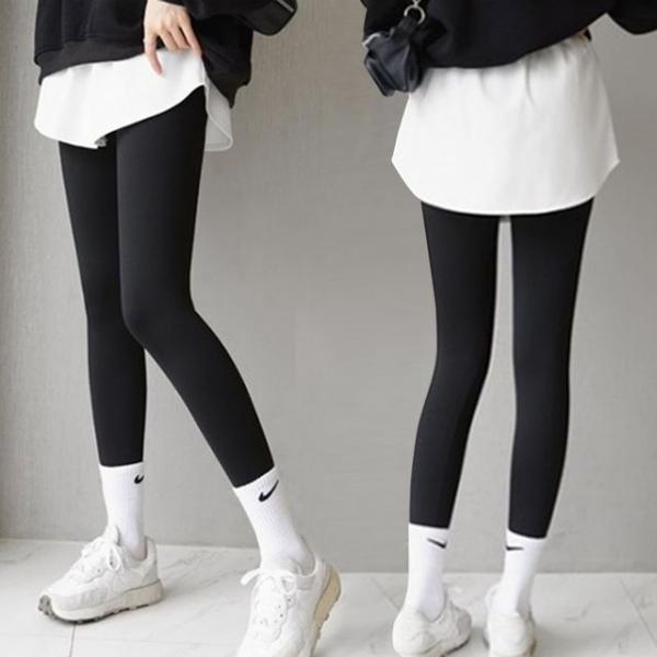 여성 레이어드 패션 요가 레깅스 커버 단추 스커트