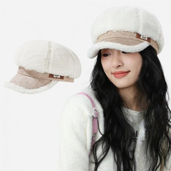 [큰손할인] 뽀글이 빵모자 헌팅캡 덤블 겨울 가을 귀여운 데일리 여성 양털 팔각 따뜻한 보온