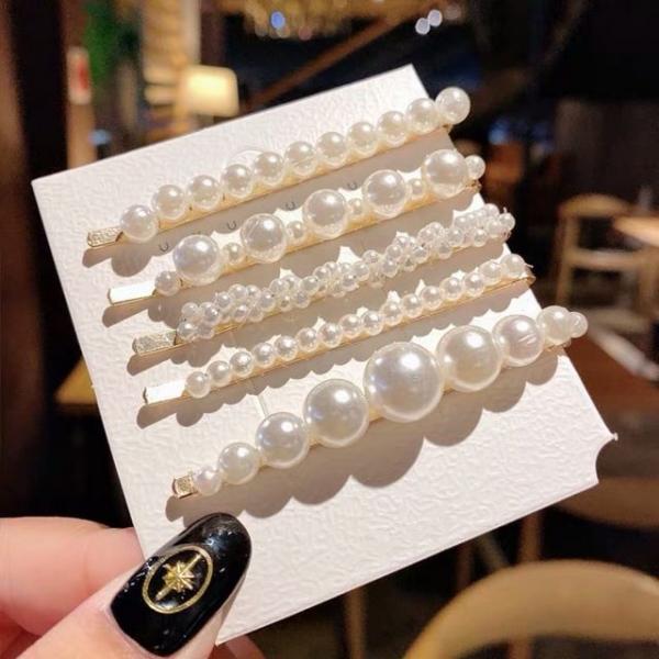 여자 예쁜 다양한 사이즈 진주 머리핀 5종 세트