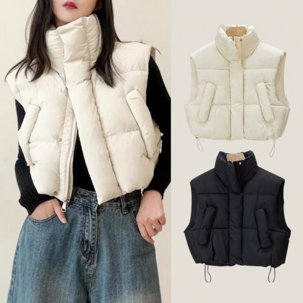 [큰손할인] 패딩베스트 경량 패딩 조끼 겨울 점퍼 가을 여성 숏패딩 크롭