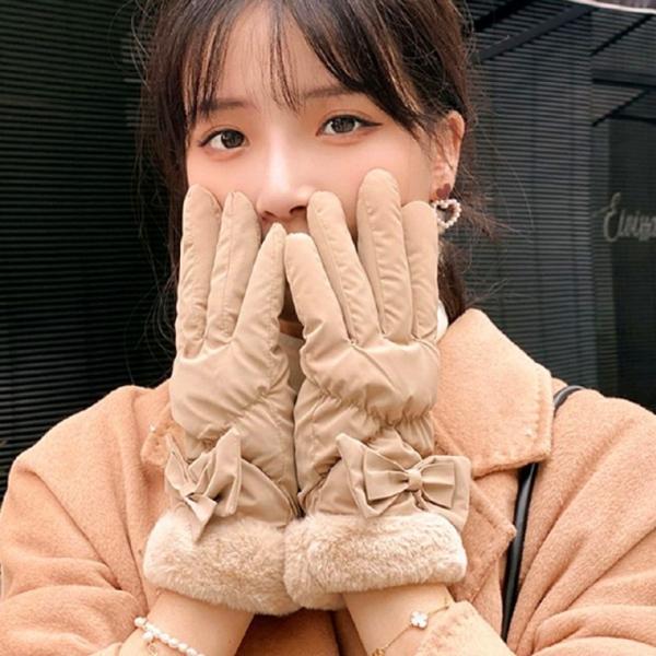 [큰손할인] 리본패딩장갑 손가락 터치 겨울 장갑