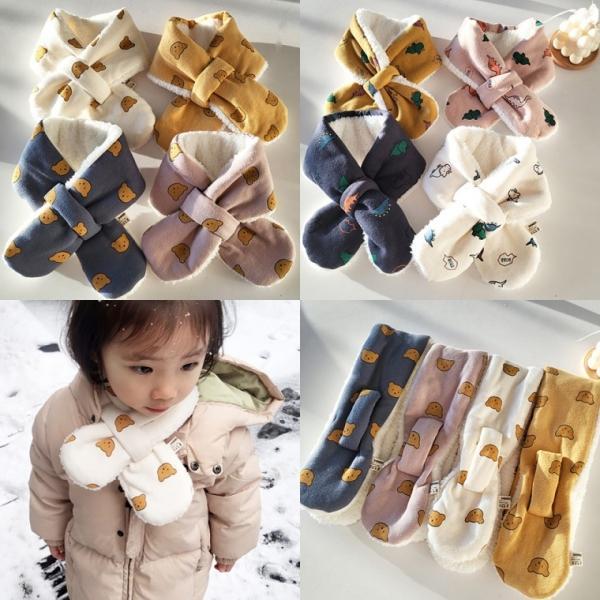 국내제작 보송 크로스 네키 아동 머플러 목도리 면 보온 유아 키즈