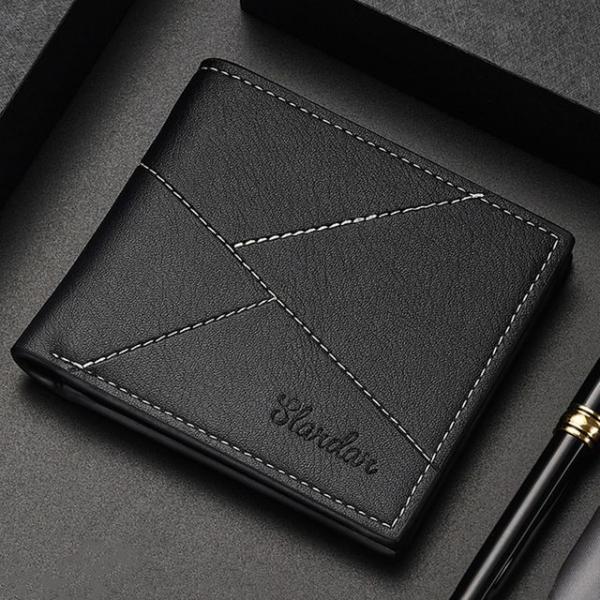 심플 디자인 지갑 빈티지 재봉선 포인트 남성 반지갑