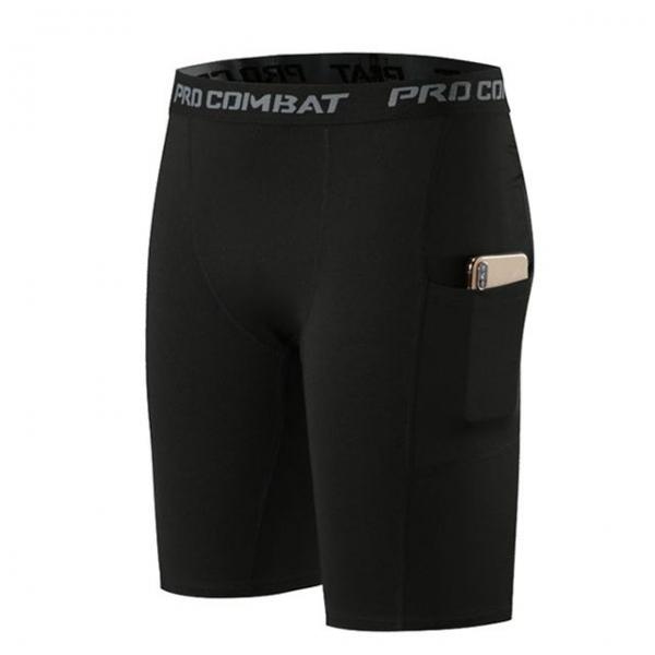 남성 2컬러 포켓 신축성 반바지 운동 레깅스