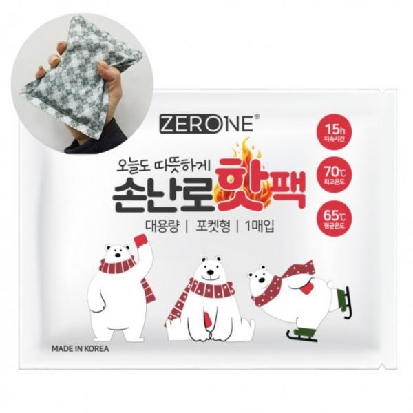 제로원 대용량 손날로 국산 핫팩 150g 15시간이상지속 찜질팩 군용핫팩 포켓형 방한용품