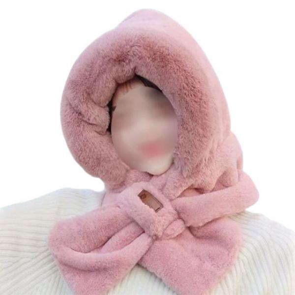 모자 목도리 일체형 겨울 방한 밍크털후드목도리