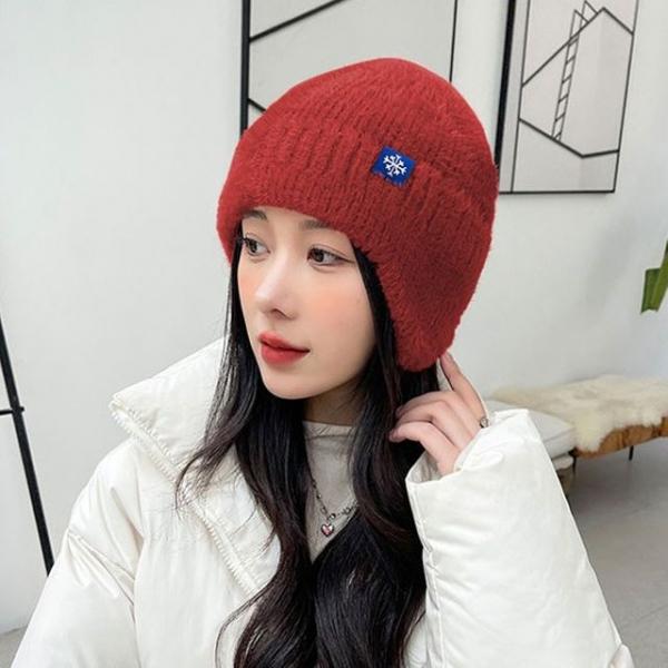 여성 포근한 기모 귀달이 모자 1P 겨울 비니 방한모