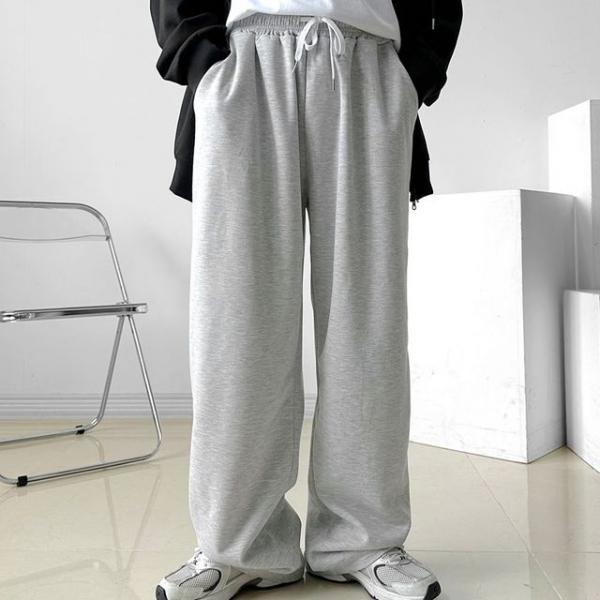 남자 일자 와이드 면 팬츠 트레이닝 츄리닝 밴딩 바지