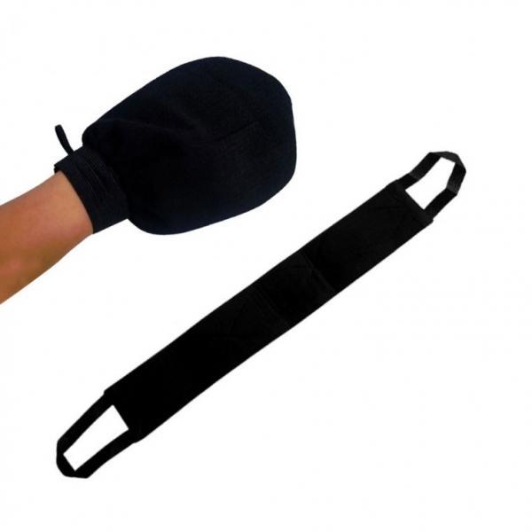 프리미엄 블랙 저자극 때장갑+ 롱 등밀이 타올