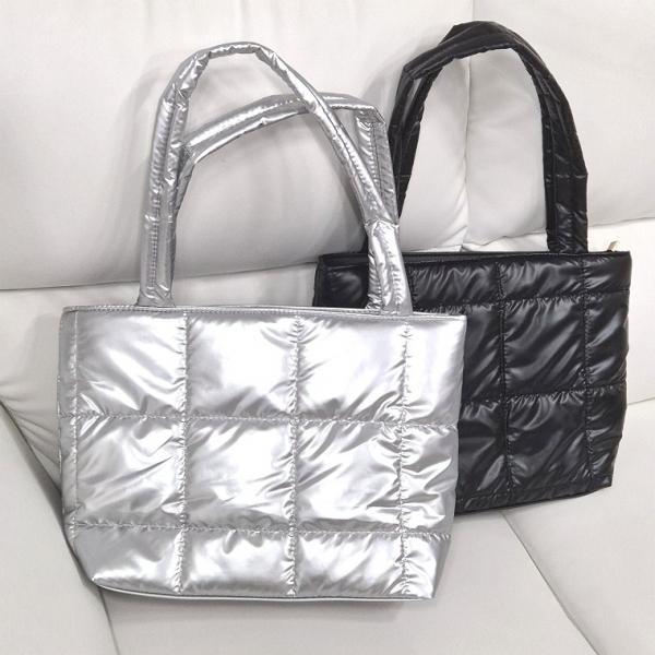 데일리 패브릭 퀼팅 누빔 사각 패딩 가방