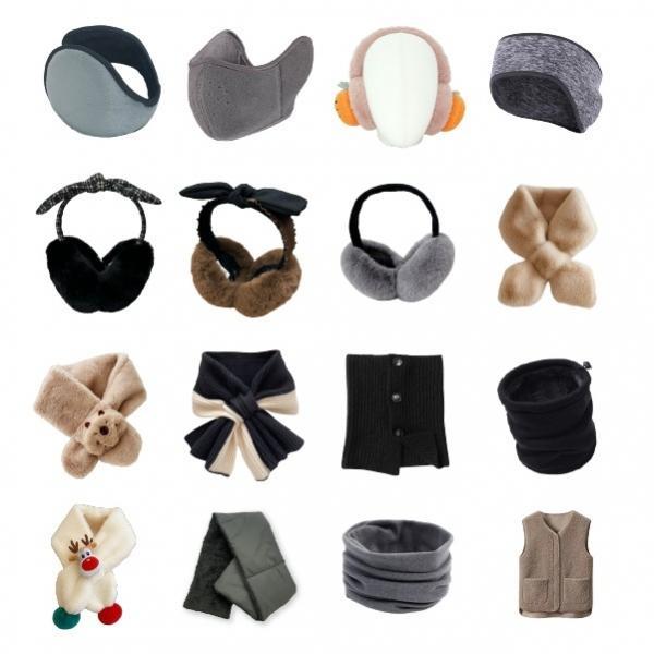 [이거찜] 겨울 귀마개 목도리 15종 모음전 패딩목도리 과일귀도리 머리띠귀마개