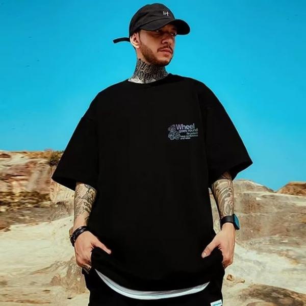 남성 곰 프린팅 오버핏 반팔티