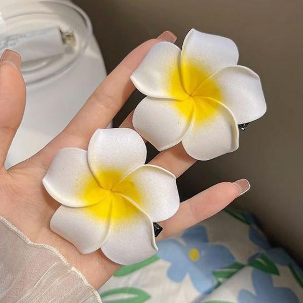 여성 하와이안 꽃핀 플라워 포인트 심플 집게핀