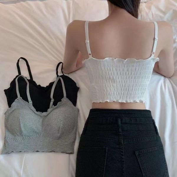 골프 스포츠 운동 노와이어 편한 여성 면 브라 렛 탑