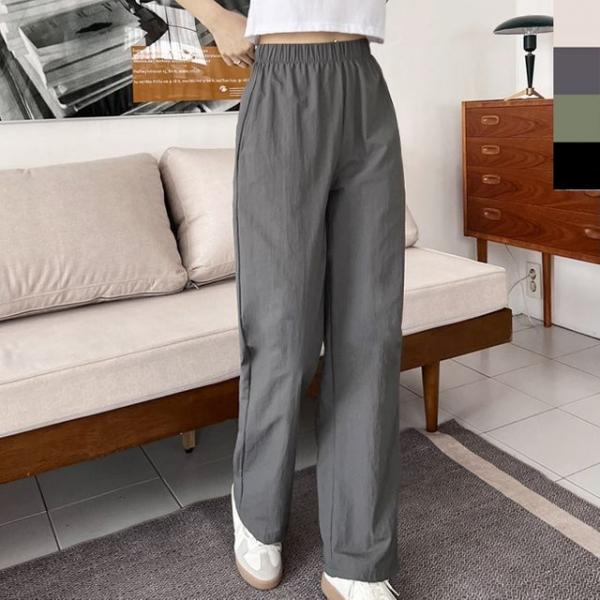 여성 여름 시원한 와이드팬츠 1P 바스락 밴딩 긴바지