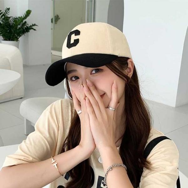 여성 베이직 투톤 C 레터링 볼캡 야구모자