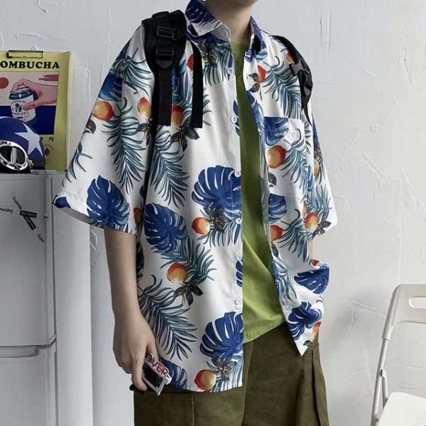 남자 바캉스 휴양지룩 오버핏 하와이안 셔츠