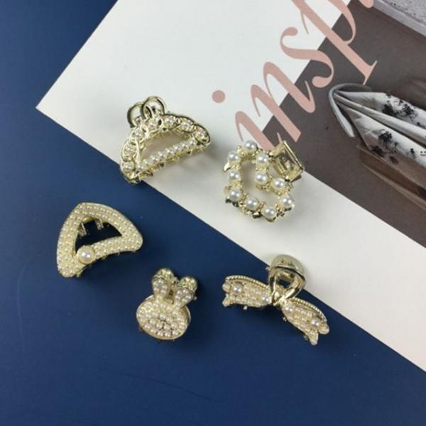 미니 큐빅 집게핀 여자 헤어 옆머리 집게 삔 5p