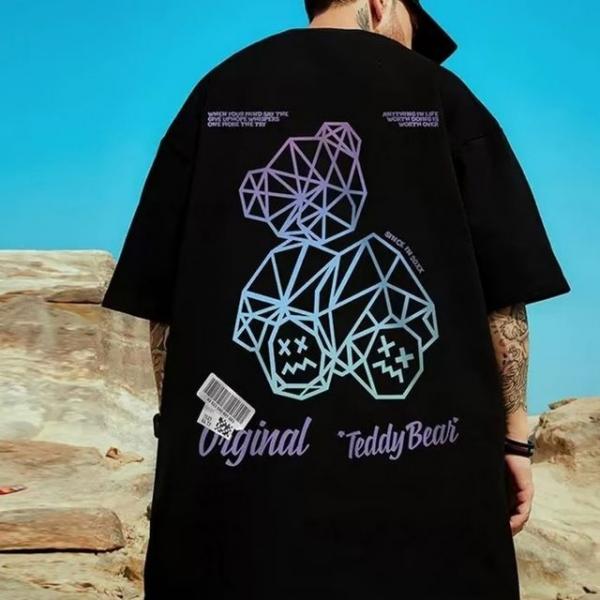 그라데이션 프린팅 남성 오버핏 반팔 티셔츠