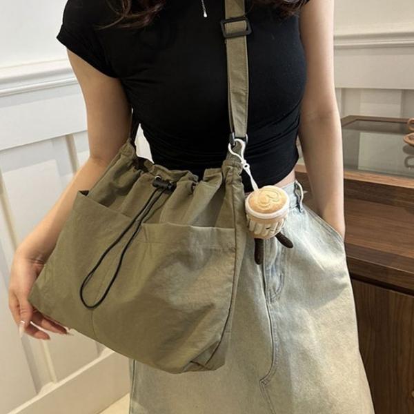 여성 데일리 나일론 복조리 백 가방 키링 set 카키