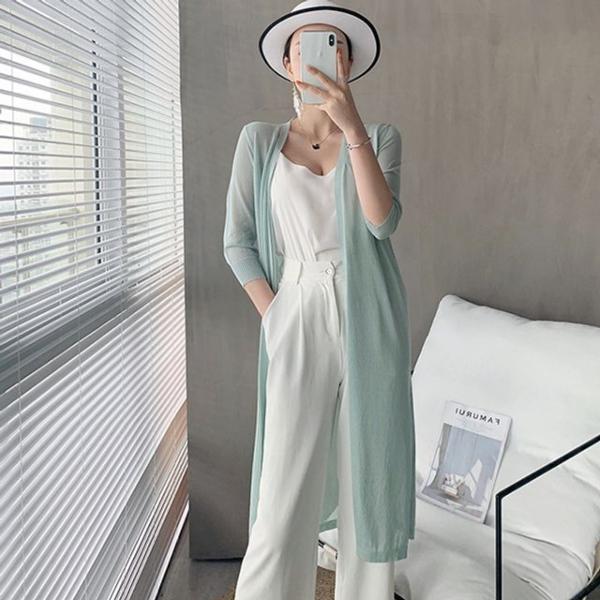 여성 니트 롱 간절기 봄 데일리 가디건