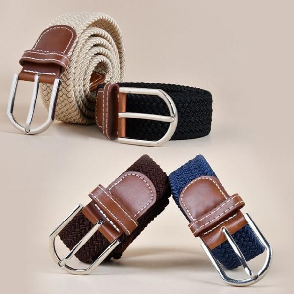 남성 여성 노 타공 신축성 스판 꽈배기 캔버스 벨트