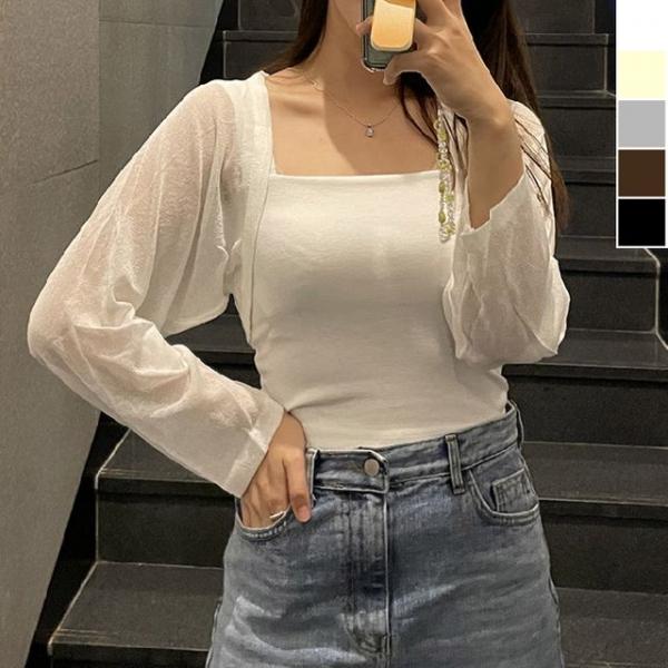 여성 시스루 크롭 볼레로 1P 데일리 여름 가디건