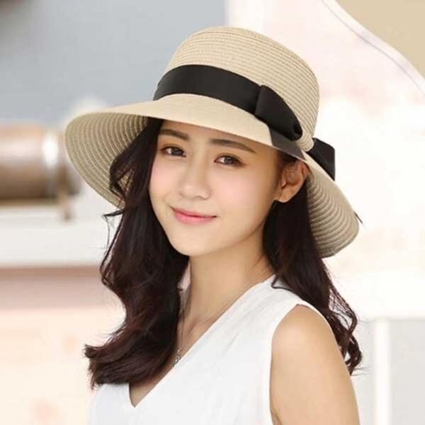 여성 왕골 라피아햇 밀짚모자 리본 넓은띠 바캉스 여