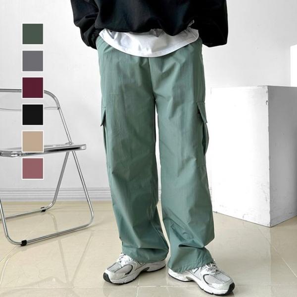 발목 조임 가능 남자 일자 와이드 카고 팬츠 바지