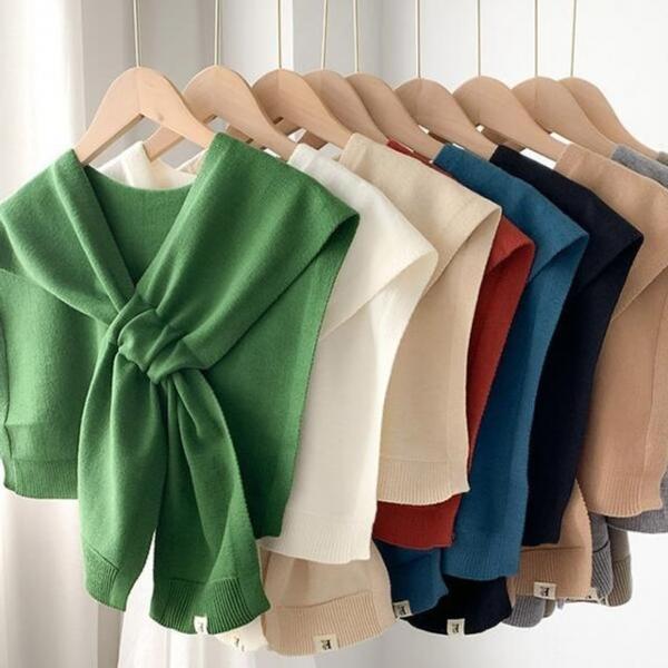 어깨에 걸치는 레이어드 베이직 페이크 여성 가디건