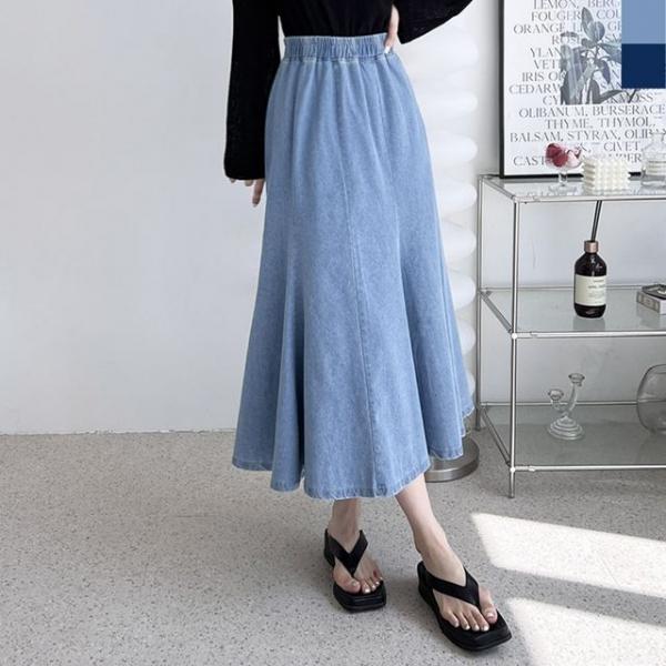 여성 인기 어메이드 여름 청치마 편한 밴딩 스커트