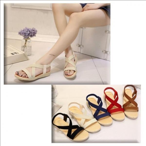 비치스타일 여름 필수템 내추럴 여성 스트랩 샌들