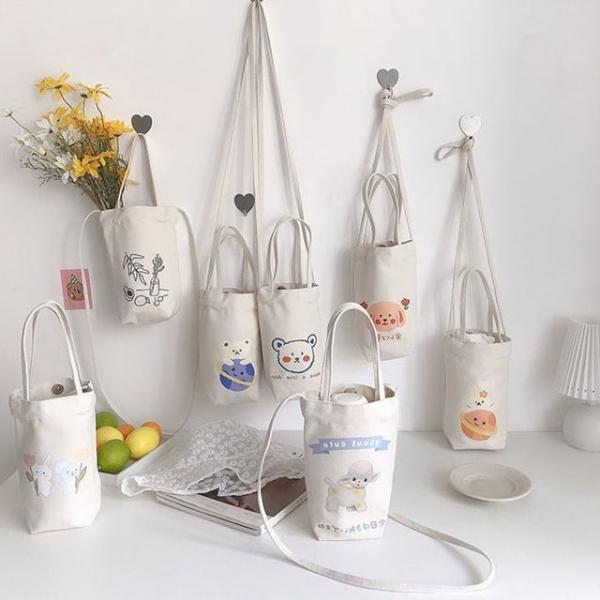 디자인 캔버스 에코 텀블러백 작은 에코백 튼튼한 여행 토트 여자 천 가방 가벼운 미니 크로스백 예쁜 이쁜