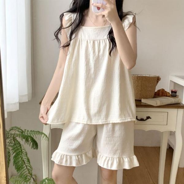 (프릴나시러블리)여성 잠옷 여름 홈웨어 파자마 밴딩