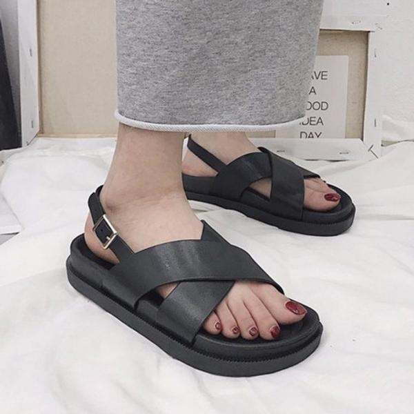 여성 X스트랩 샌들 여름 웨지 통굽