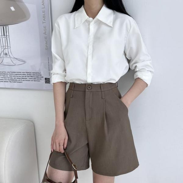 여성 버뮤다 핀턱 여름 반바지 슬랙스 벨트포함