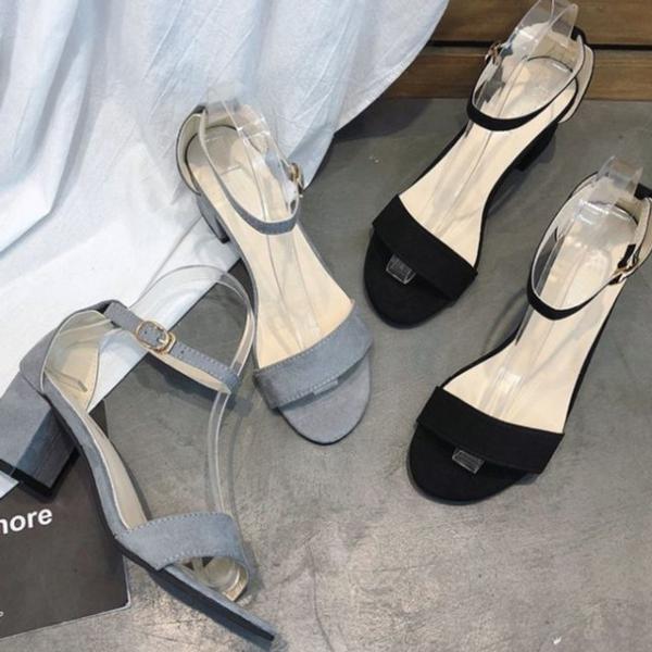 토오픈 하이힐 펌프스 샌들 스웨이드 힐 여성구두