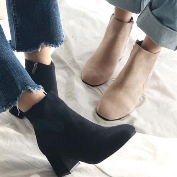 안감 기모 둥근코 스웨이드 앵클부츠 털 방한화 MK826