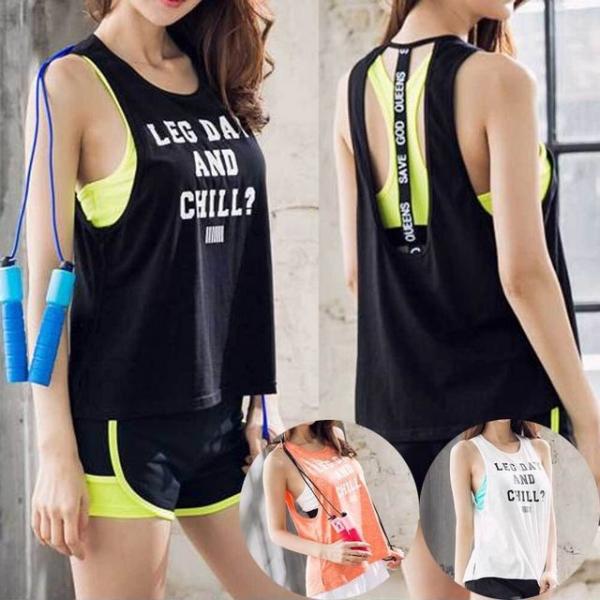 패션 여성 민소매 나시 요가복 커버업 티셔츠 줌바